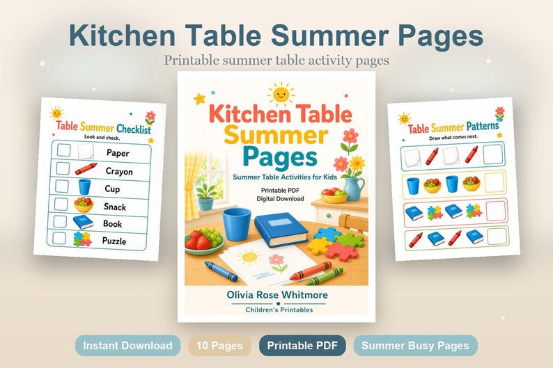 Table de cuisine, pages d'été | Activités de table d'été pour les enfants | PDF imprimable | Téléchargement numérique image 2