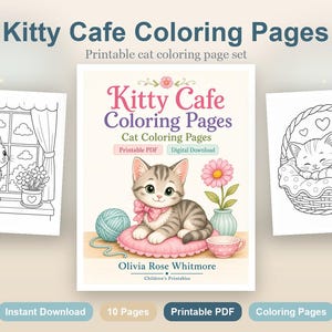 Kolorowanki Kitty Cafe | Kolorowanki z kotami | Do druku w formacie PDF | Pobierz cyfrowo zdjęcie 2