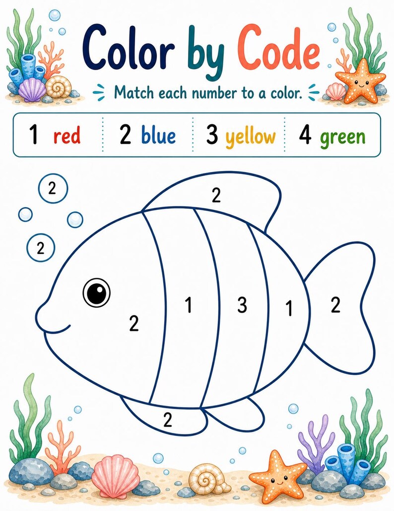 Ocean Color Splash | Color Worksheets | Printable PDF | Digital Download image 4