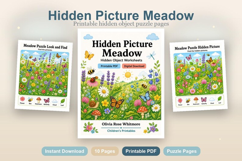 Hidden Picture Meadow | Hidden Object Worksheets | Printable PDF | Digital Download image 2