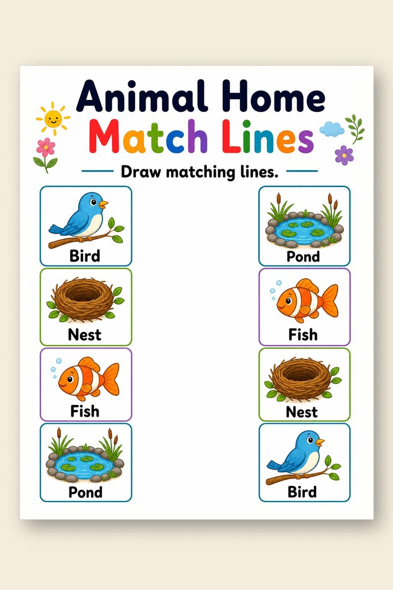 Animal Home Match | Animal Habitats Worksheets | Printable PDF | Digital Download image 9