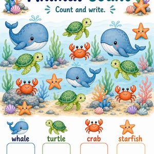 Ocean Animal Friends | Sea Animals Worksheets | Printable PDF | Digital Download image 4
