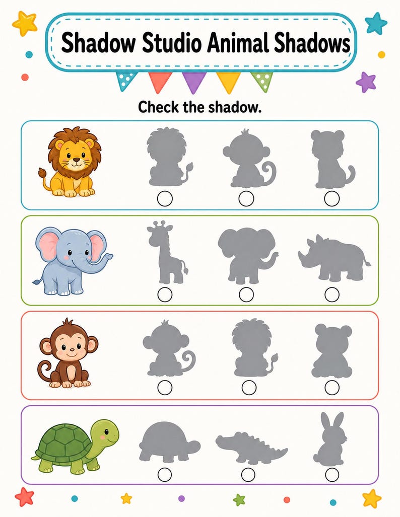 Shadow Match Studio | Shadow Matching Worksheets | Printable PDF | Digital Download image 4