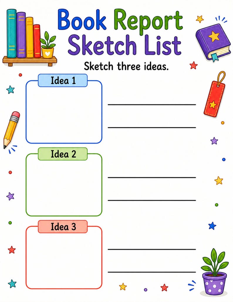 Creative Book Report Pages | Book Report Template | Printable PDF | Digital Download image 6