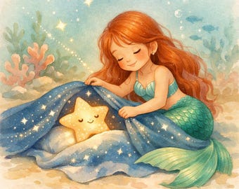 Mira and Seraphina's Starry Blanket | Mermaid Bedtime Story Activity Pack for Kids | Printable PDF | Calm Bedtime Routine