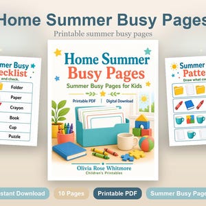 Home Summer Busy Pages | Summer Busy Pages for Kids | Printable PDF | Digital Download image 2