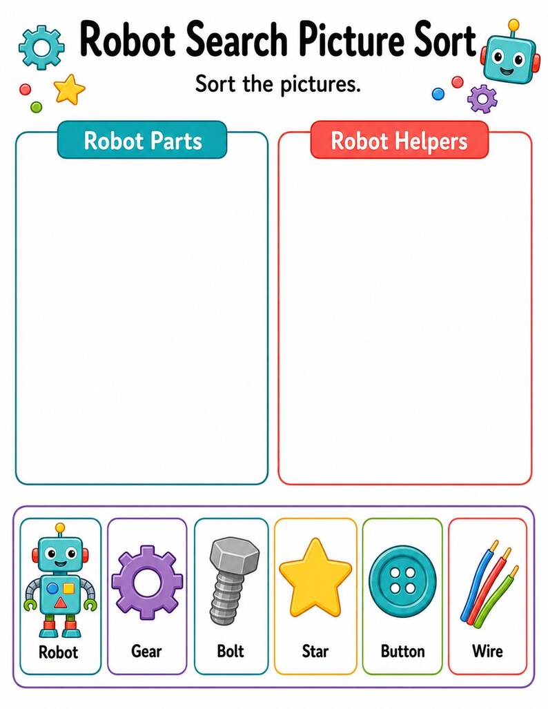 Robotsökningssidor | Robotaktivitetsblad | Utskrivbar PDF | Digital nedladdning bild 3