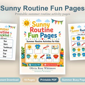 Páginas divertidas para una rutina soleada / Actividades de verano para niños / PDF imprimible / Descarga digital imagen 2