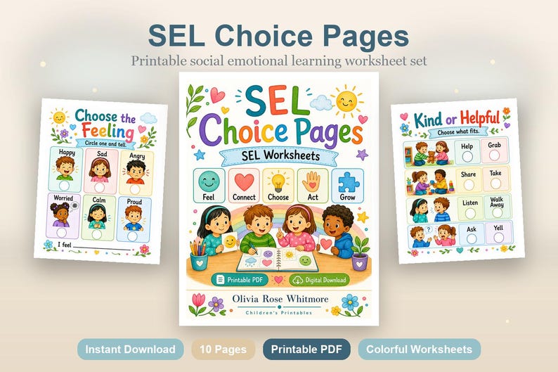 SEL Choice Pages | SEL Worksheets | Printable PDF | Digital Download image 2