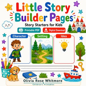 Little Story Builder Pages | Story Starters for Kids | Printable PDF | Digital Download image 1