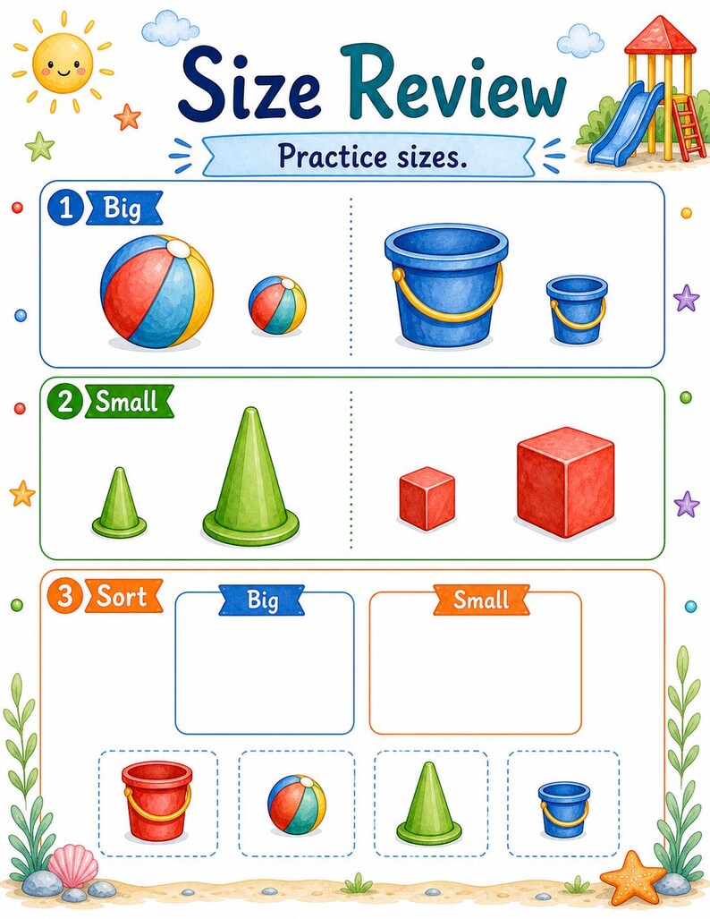 Big Small Playground | Big and Small Worksheets | Printable PDF | Digital Download image 7