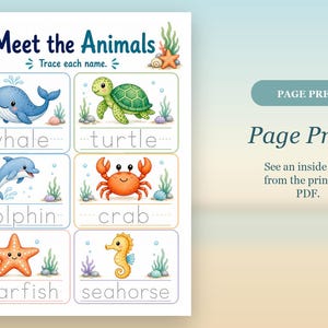Ocean Animal Friends | Sea Animals Worksheets | Printable PDF | Digital Download image 10