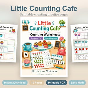 Lilla räknecaféet | Räkneblad | Utskrivbar PDF | Digital nedladdning bild 2