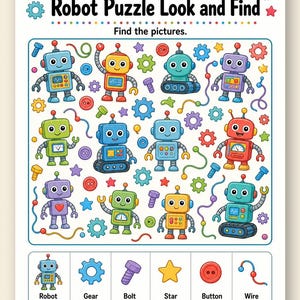 Robotsökningssidor | Robotaktivitetsblad | Utskrivbar PDF | Digital nedladdning bild 9