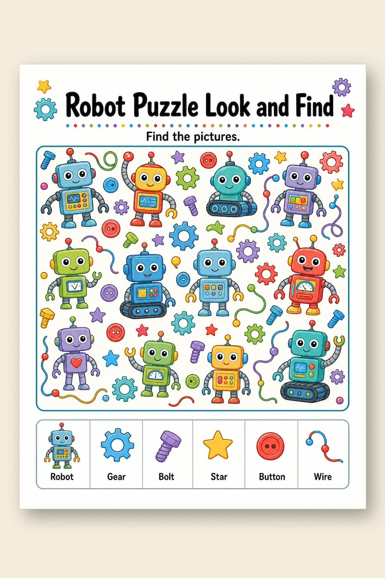 Robotsökningssidor | Robotaktivitetsblad | Utskrivbar PDF | Digital nedladdning bild 9