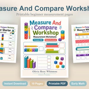Atelier de mesure et de comparaison | Feuilles de calcul | PDF imprimable | Téléchargement numérique image 2