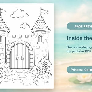 Dibujos para colorear de castillos de princesas / Dibujos para colorear de princesas / PDF imprimible / Descarga digital imagen 10