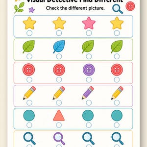 Detective visuele discriminatie | Werkbladen visuele discriminatie | Afdrukbare pdf | Digitale download afbeelding 9