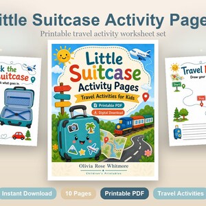 Pagine di attività a tema valigia / Attività di viaggio per bambini / PDF stampabile / Download digitale immagine 2