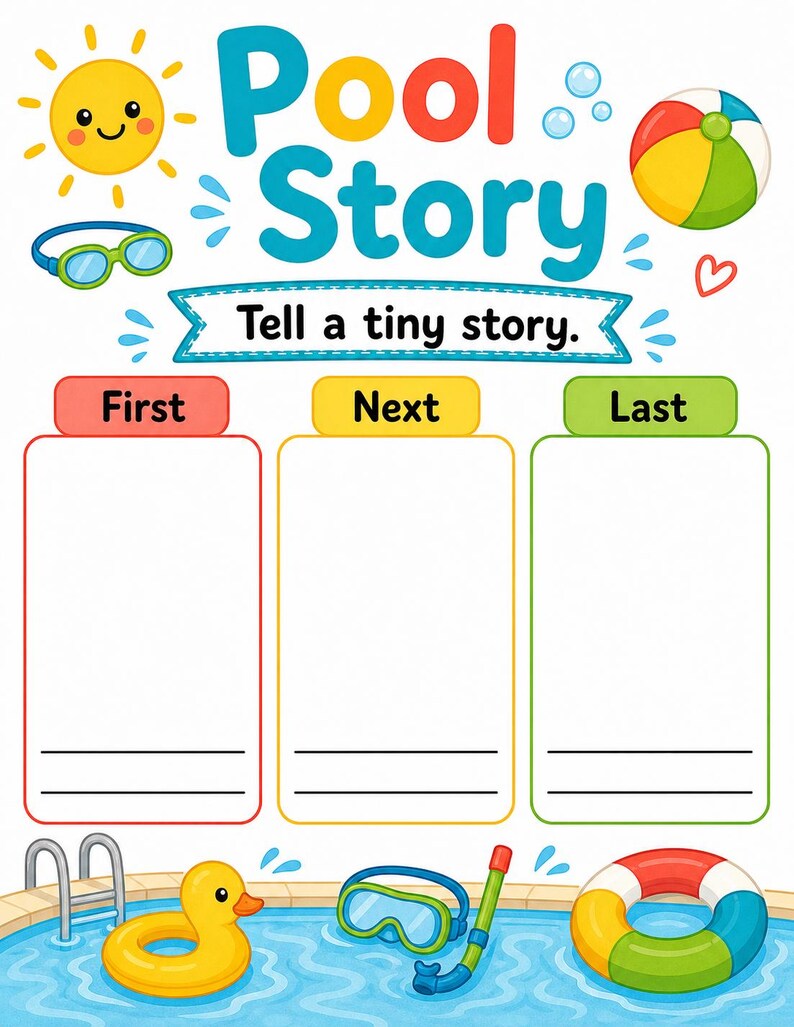 Pool Day Play Pages | Pool Activities for Kids | Printable PDF | Digital Download image 7