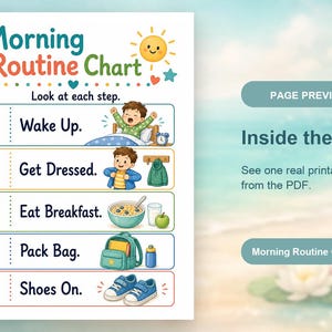 Morgen Bereiter Weg | Morgen-Routine-Diagramm | Druckbare PDF | Digitaler Download Bild 10