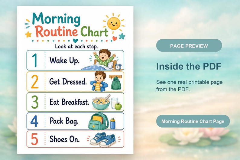 Morgen Bereiter Weg | Morgen-Routine-Diagramm | Druckbare PDF | Digitaler Download Bild 10
