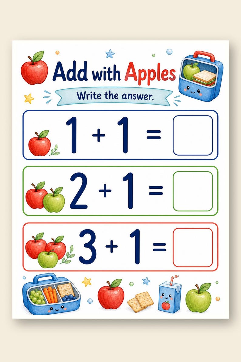Lunchbox Addition | Addition Worksheets | Printable PDF | Digital Download image 9