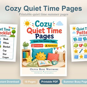 Cosy Quiet Time-pagina's | Zomerpagina's stille tijd | Afdrukbare pdf | Digitale download afbeelding 2