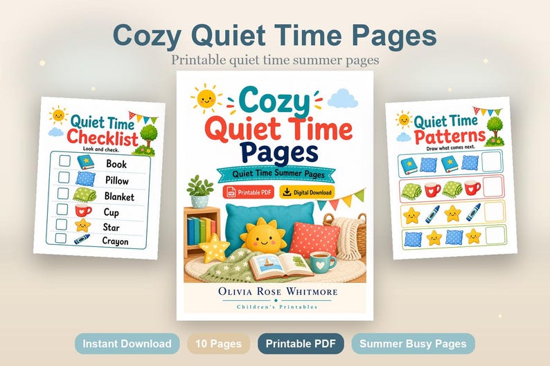 Cosy Quiet Time-pagina's | Zomerpagina's stille tijd | Afdrukbare pdf | Digitale download afbeelding 2