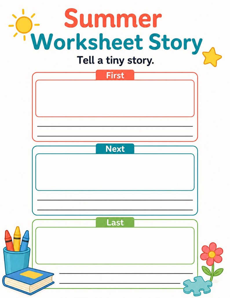 Sunny Summer Worksheet Pages | Summer Worksheets for Kids | Printable PDF | Digital Download image 7