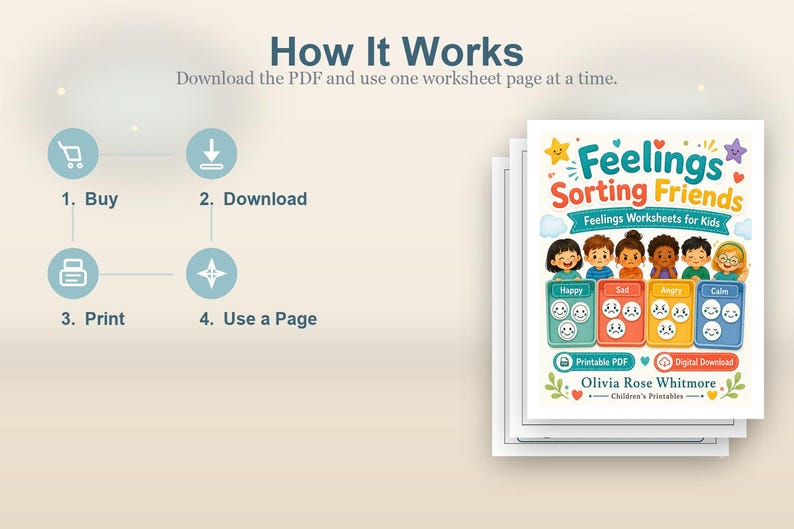 Gefühle Sortieren Freunde | Gefühle Arbeitsblätter für Kinder | Druckbare PDF | Digitaler Download Bild 8