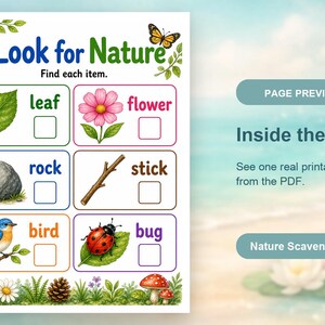 Paseo por la naturaleza / Búsqueda del tesoro en la naturaleza para niños / PDF imprimible / Descarga digital imagen 10