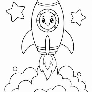 Disegni da colorare di esploratori spaziali / Disegni da colorare dello spazio / PDF stampabile / Download digitale immagine 3