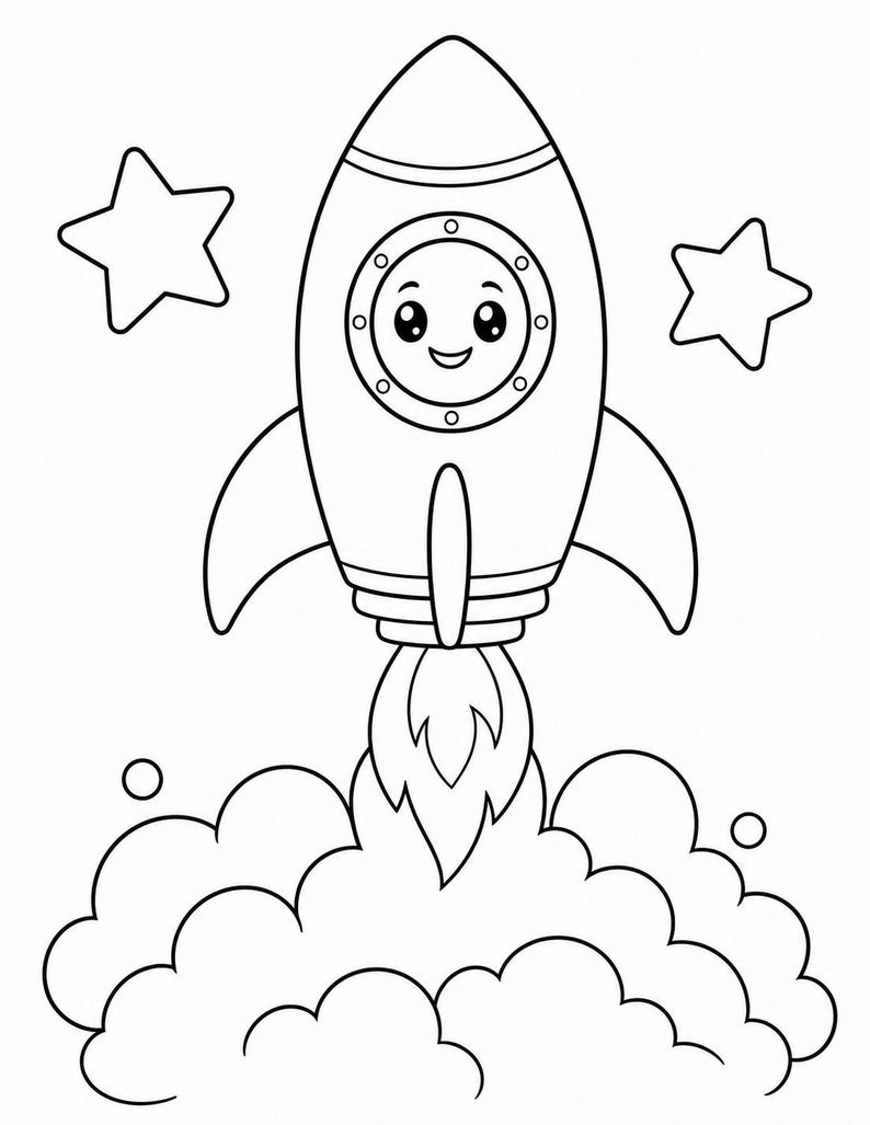 Disegni da colorare di esploratori spaziali / Disegni da colorare dello spazio / PDF stampabile / Download digitale immagine 3