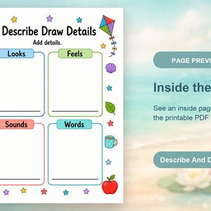 Describe And Draw Pages | Descriptive Writing Worksheets | Printable PDF | Digital Download image 10