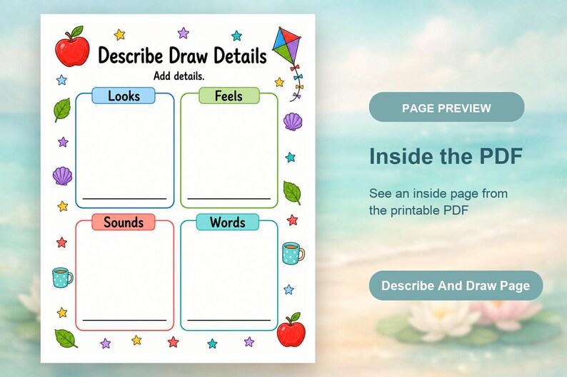 Describe And Draw Pages | Descriptive Writing Worksheets | Printable PDF | Digital Download image 10