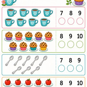 Lilla räknecaféet | Räkneblad | Utskrivbar PDF | Digital nedladdning bild 3