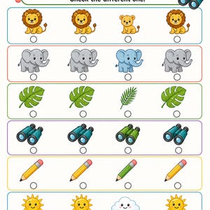 Same And Different Safari | Same and Different Worksheets | Printable PDF | Digital Download image 4