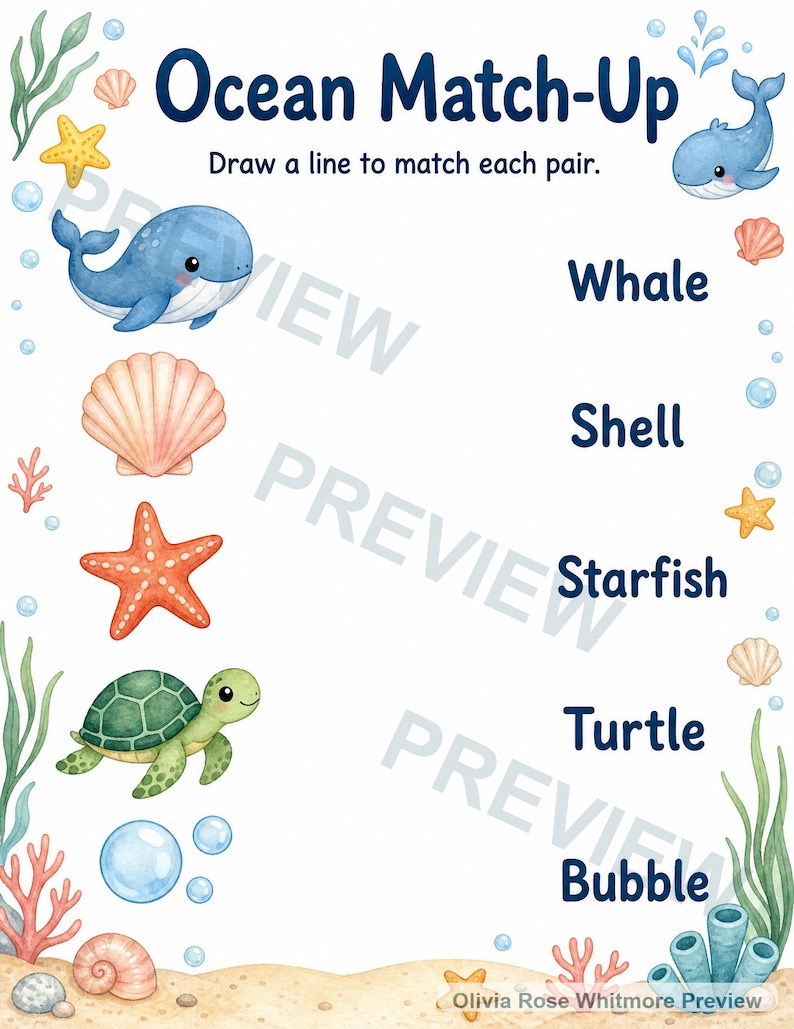 海の生き物アクティビティブックXL｜子供向けアクティビティシート｜印刷可能なPDF｜デジタルダウンロード 画像 3