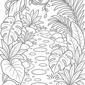 Desenhos para colorir de explorador da selva | Desenhos para colorir da selva | PDF para imprimir | Download digital imagem 7