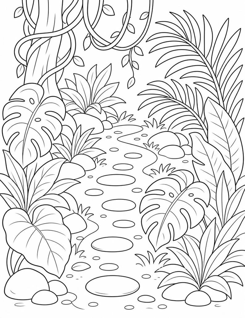 Desenhos para colorir de explorador da selva | Desenhos para colorir da selva | PDF para imprimir | Download digital imagem 7
