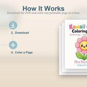 Disegni da colorare di un giardino kawaii / Disegni da colorare kawaii / PDF stampabile / Download digitale immagine 8