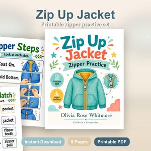 Zip Up Jacket | Zipper Practice | Printable PDF | Digital Download image 2