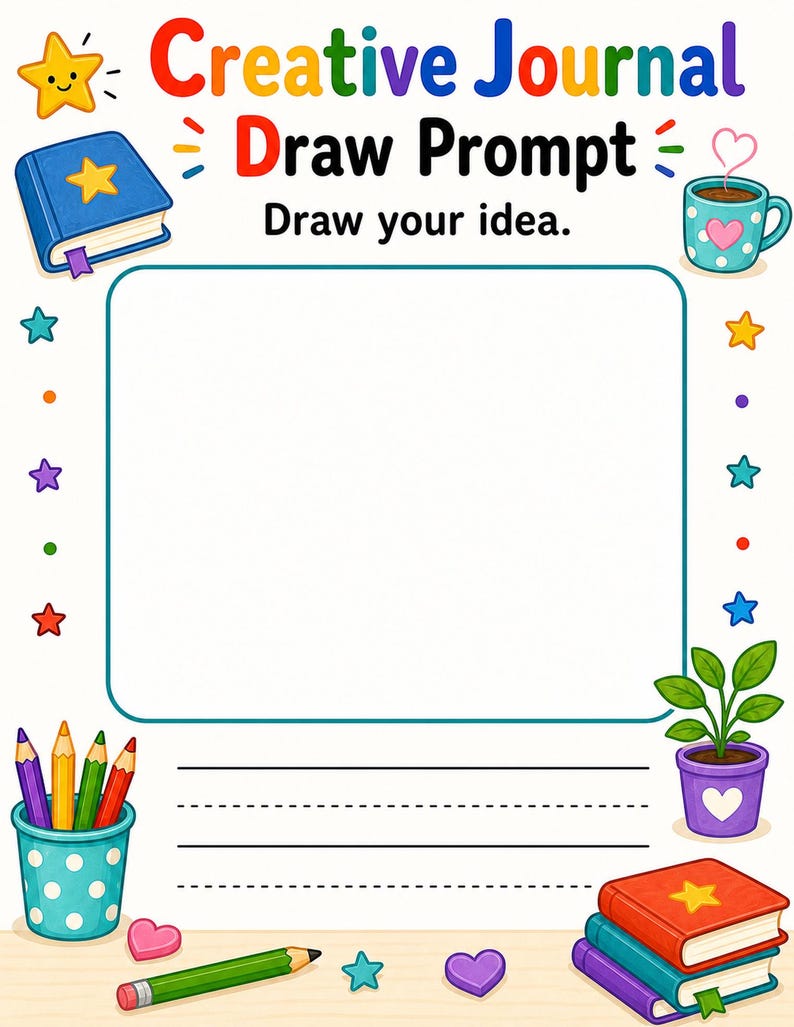 Creative Journal Pages | Journal Prompts for Kids | Printable PDF | Digital Download image 3