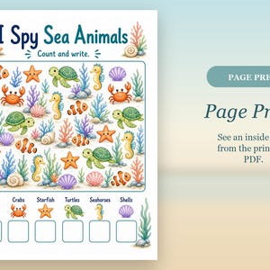Coral I Spy Count / Schede di lavoro I Spy / PDF stampabile / Download digitale immagine 10
