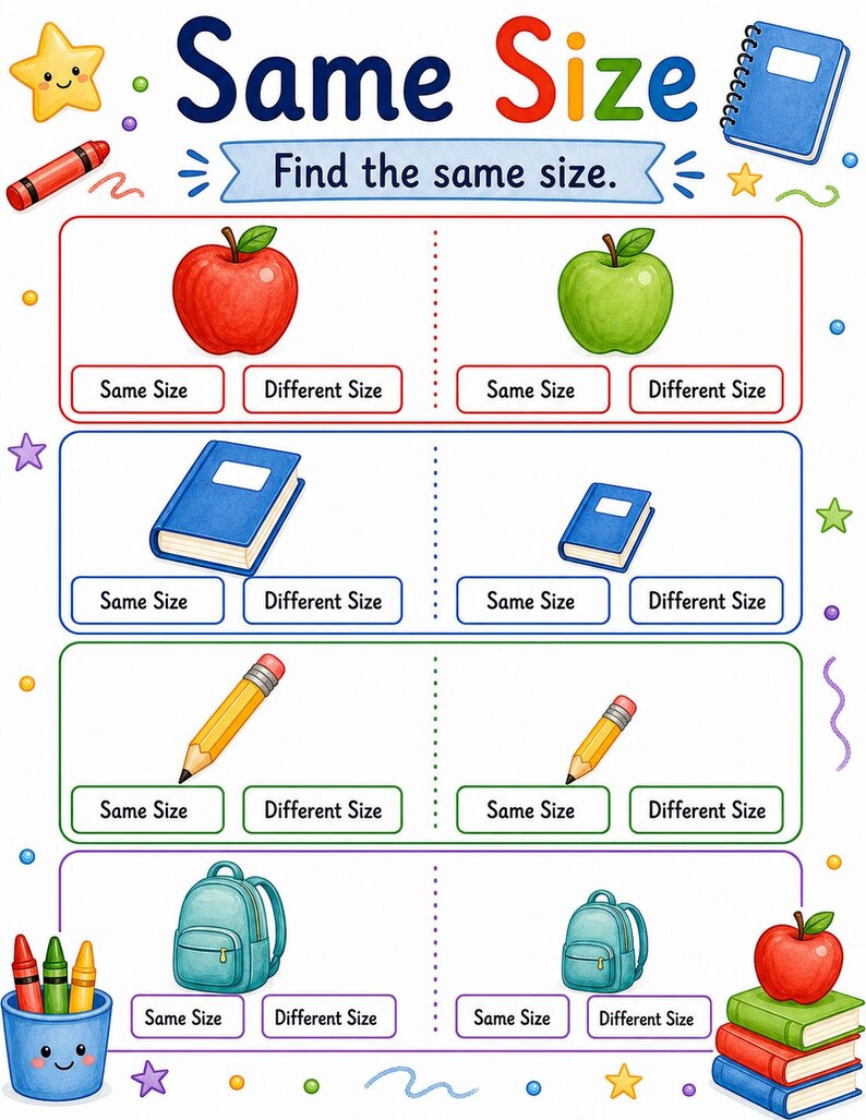 Same Different School | Same and Different Worksheets | Printable PDF | Digital Download image 6