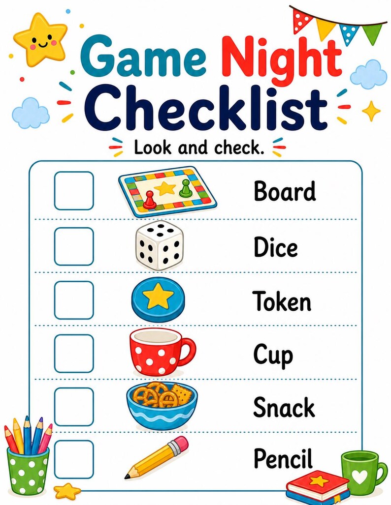 Sternenklare Familienspielnacht Seiten | Familien Spiel Nacht Seiten | Druckbare PDF | Digitaler Download Bild 4