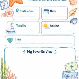 Starfish Passport Pages | kids travel journal | Printable PDF | Digital Download image 3