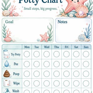 Starfish Sticker Steps | Potty Training Chart | Printable PDF | Digital Download image 3