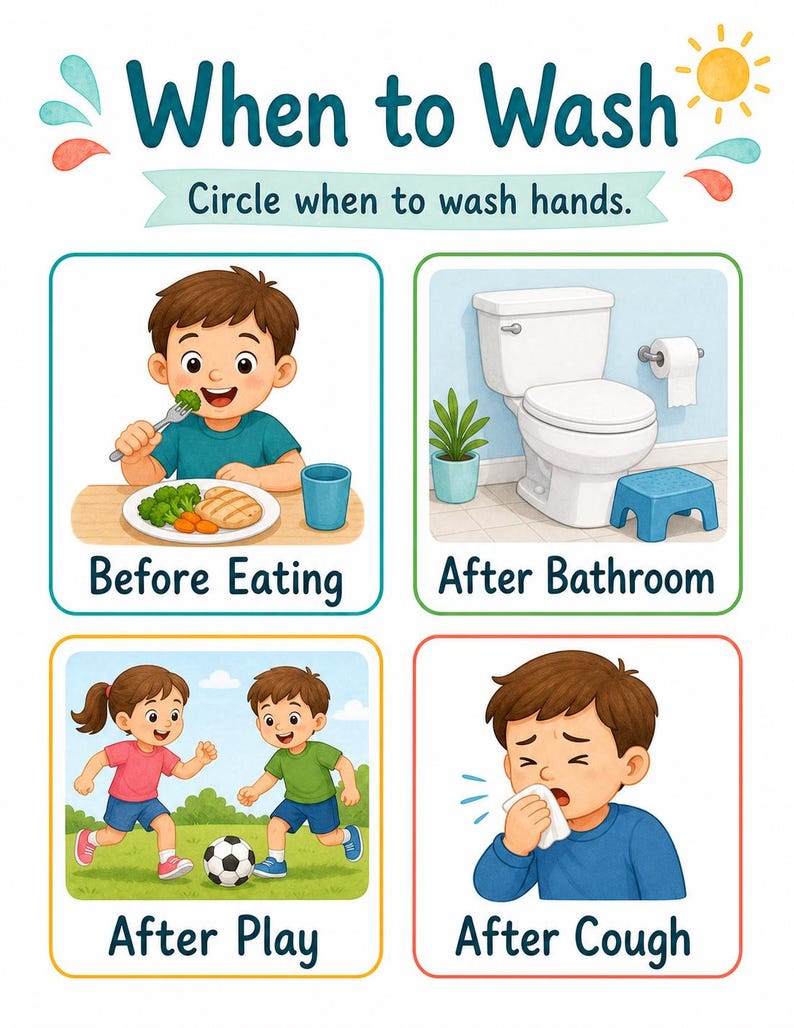 Lavado de manos para niños pequeños / Horario visual de lavado de manos / PDF imprimible / Descarga digital imagen 5